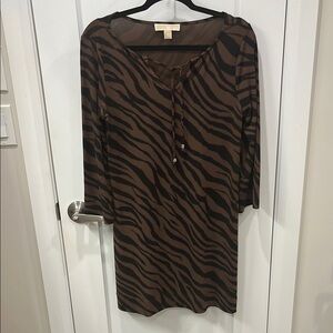Michael Kors Brown and Tan Knee-Length Sheath Dress